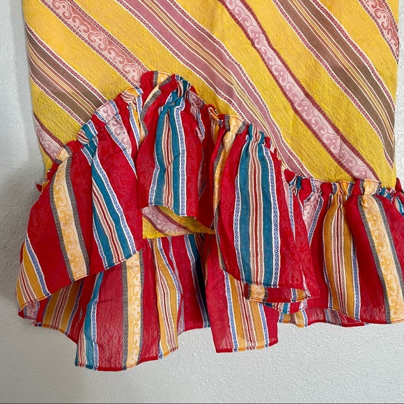 NWOT Fork Multi-color Ruffled Striped Skirt - Size 8 - Picture 3 of 5
